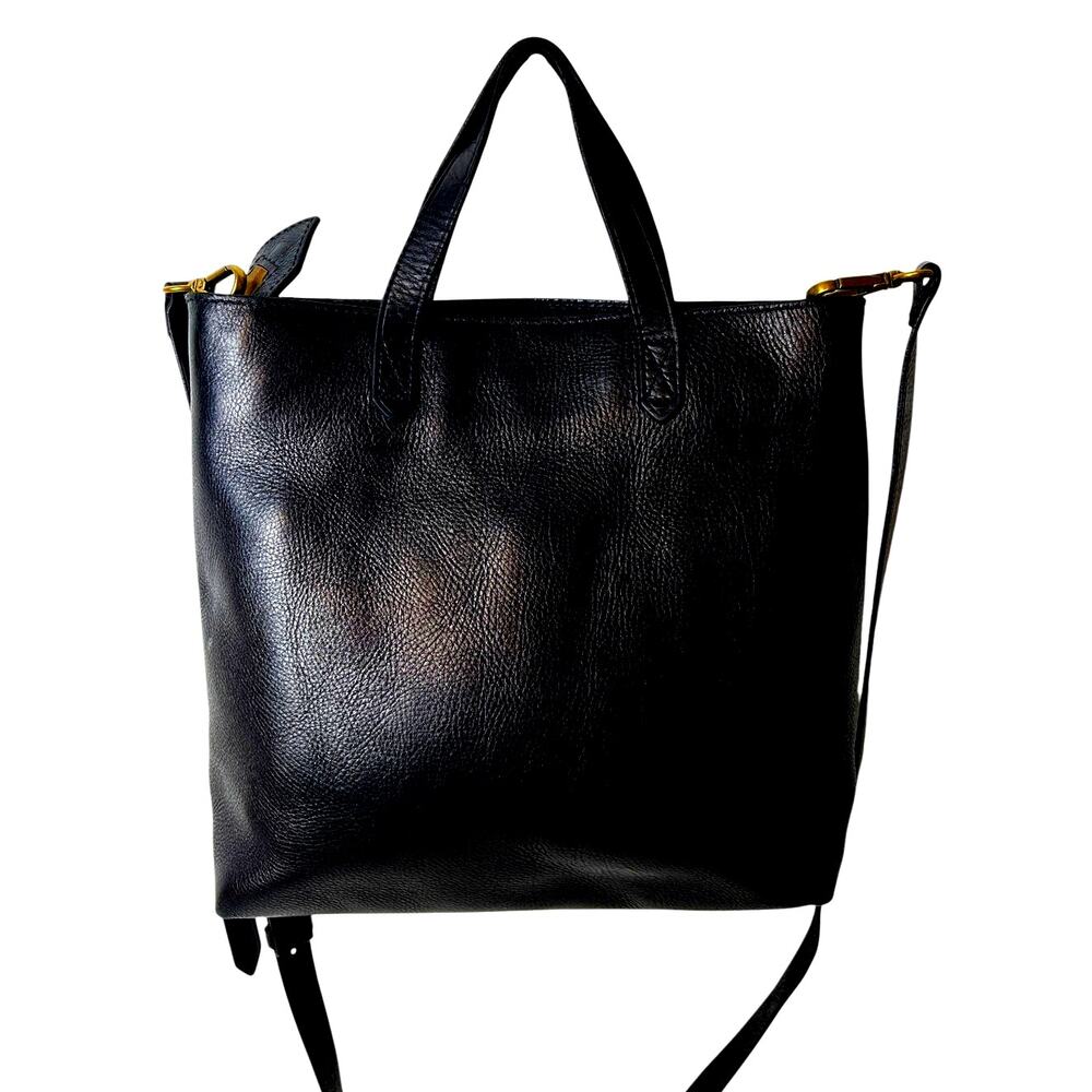 Madewell Black Zip Transport tote crossbody bag